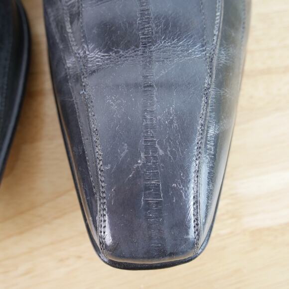 Mezlan Size 13 Loafers Custom Eel Skin Chain Hardware Grey Dress Shoes Slip On main image 5